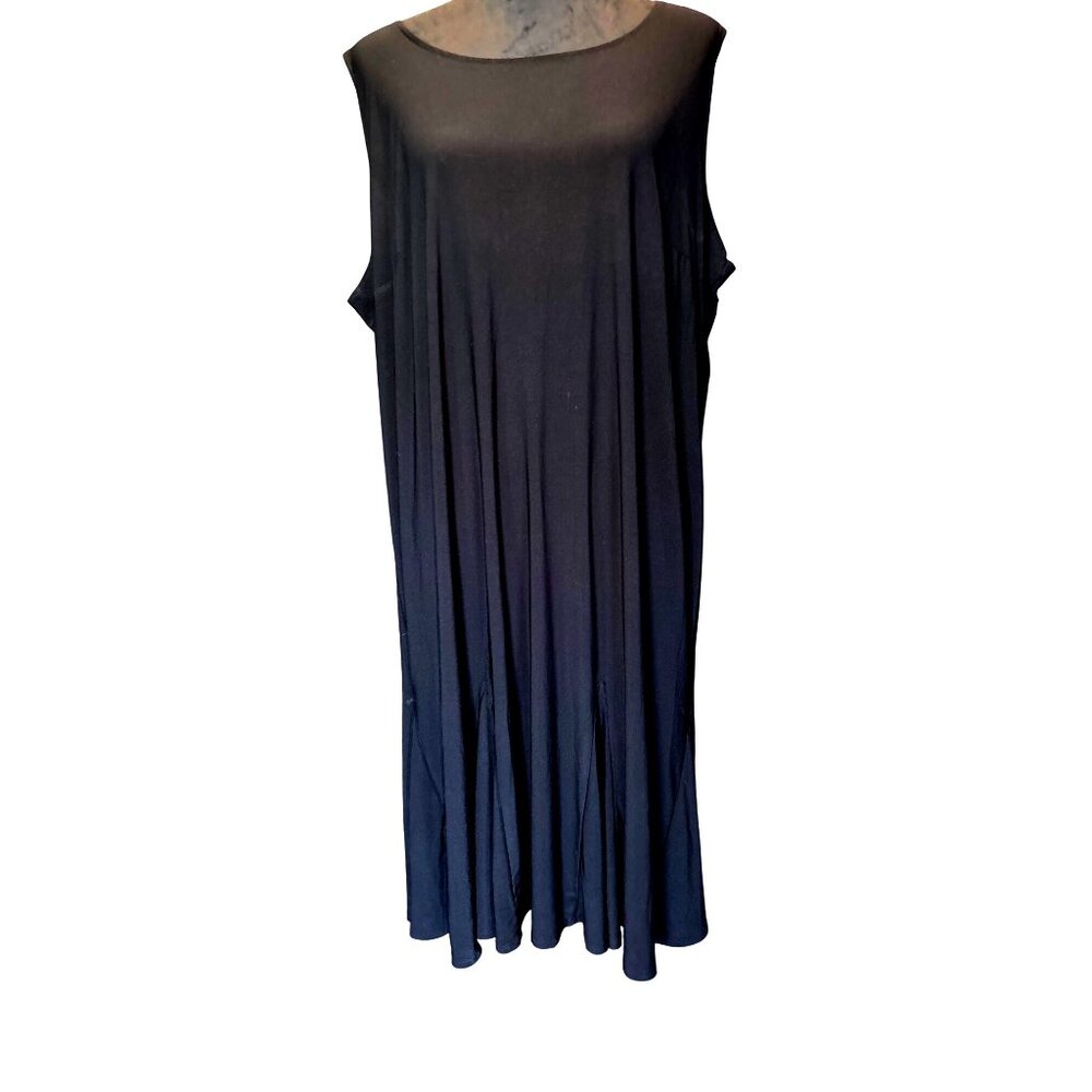 Black Sleeveless Maxi Dress 20W Flowy Hemline With Pleats Gothic Y2K Witchy Goth